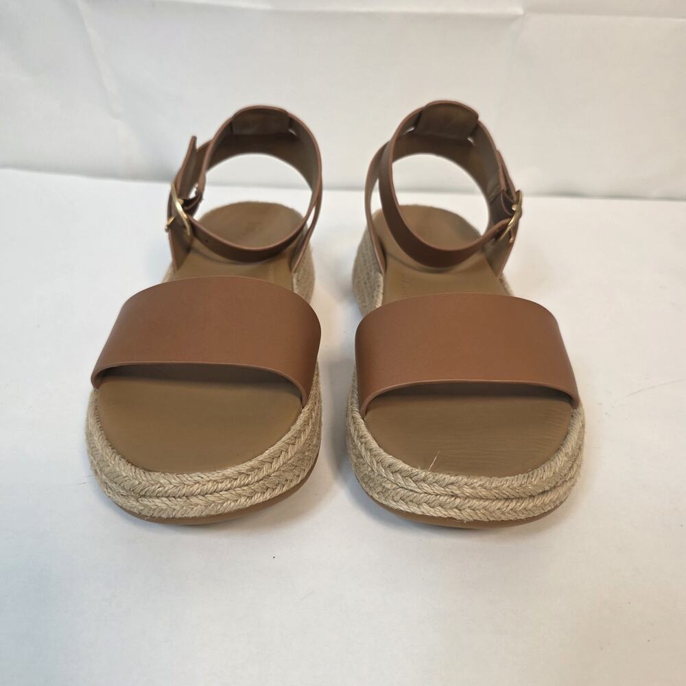 FitFlop F-Mode Womens Espadrille Sandals Sz 9 Deep Tan Leather Ankle Strap - Picture 2 of 16